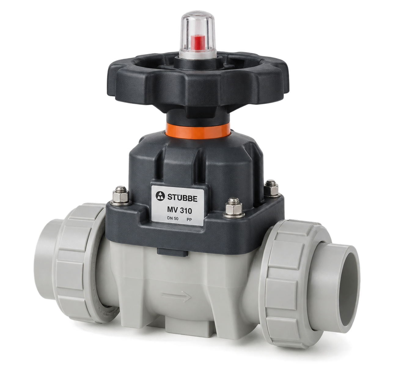 Мембранный клапан STÜBBE MV 310 DN 15–100 из PVC-U PP PVDF